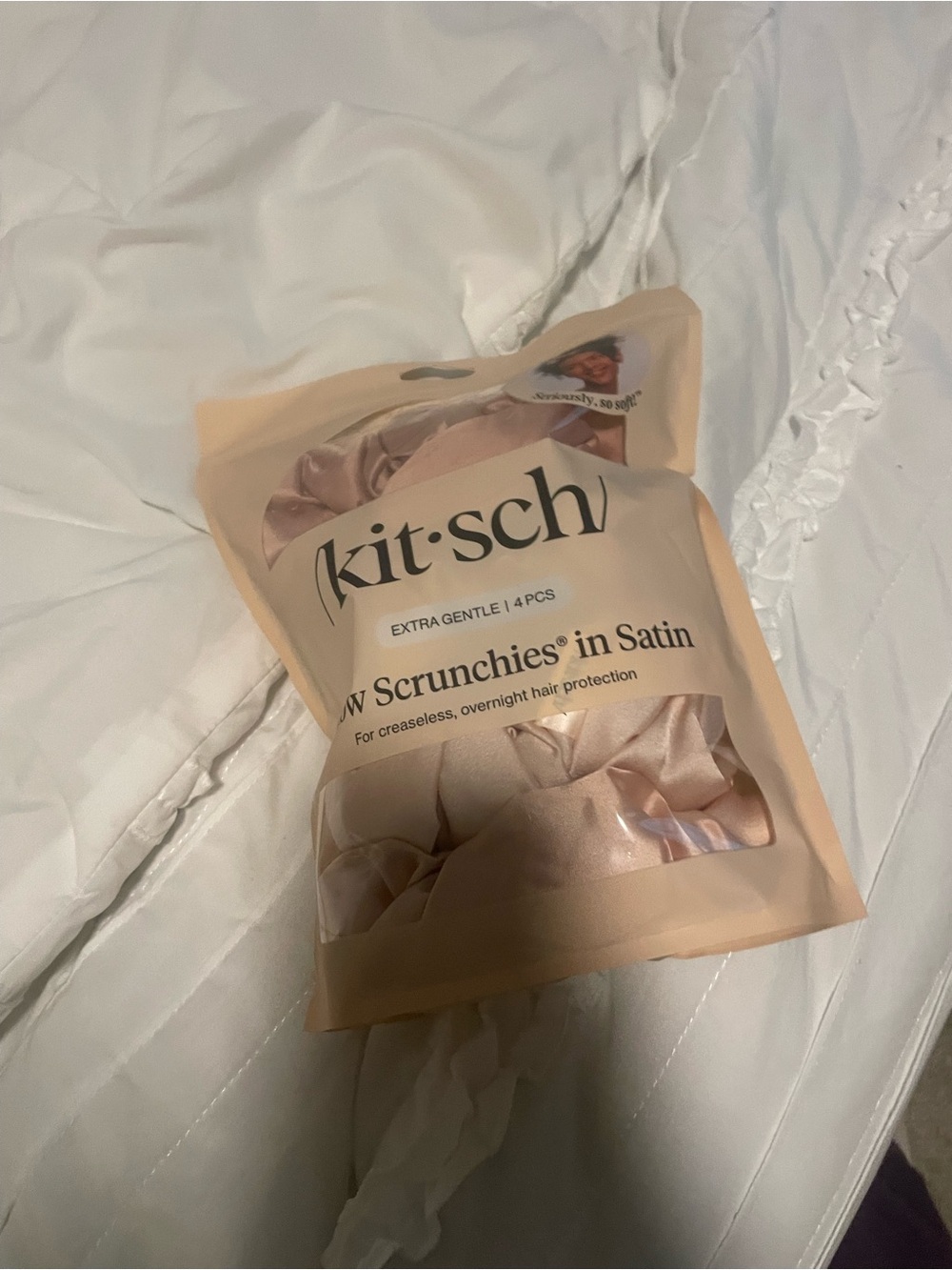 Kitsch Satin Pillow Scrunchies - Light Blush Pink (4 Pack)